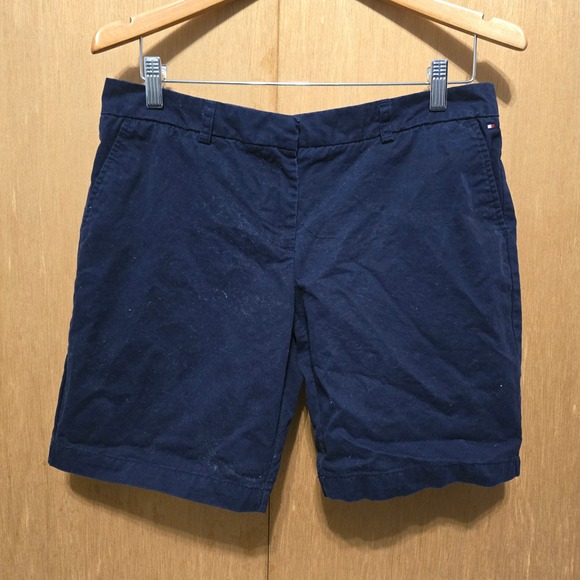 Tommy Hilfiger Pants - Tommy Hilfiger Chino Shorts Womens Size 8 Navy Blue Cotton Mid Rise 8in Inseam